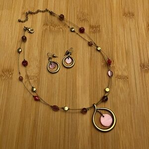 Vintage Pastel Purple & Gold Necklace and Earring Set